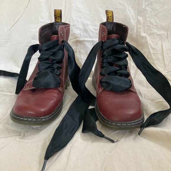 Dr Martens Felice Lace Up Boots- Maroon with ribbon laces - Picture 7 of 8